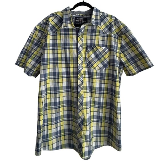 Ecko Unltd Mens 2XL Plaid Short Sleeve Button-Up Shirt Pocket - Picture 1 of 6